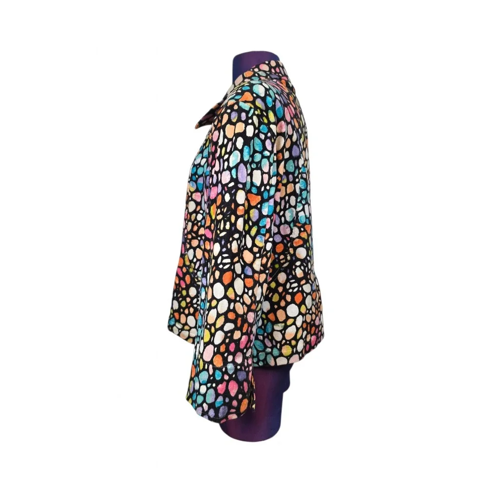 Christopher & Banks XL Multi Color Abstract Pebble Stretch Corduroy Jacket
